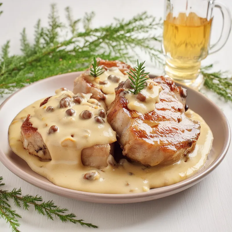 Honey Mustard Glazed Pork Chops with Mead Mushroom Gravy image